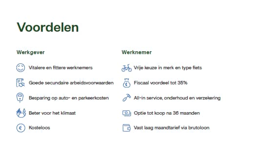 Voordelen fietslease werknemer en werkgever